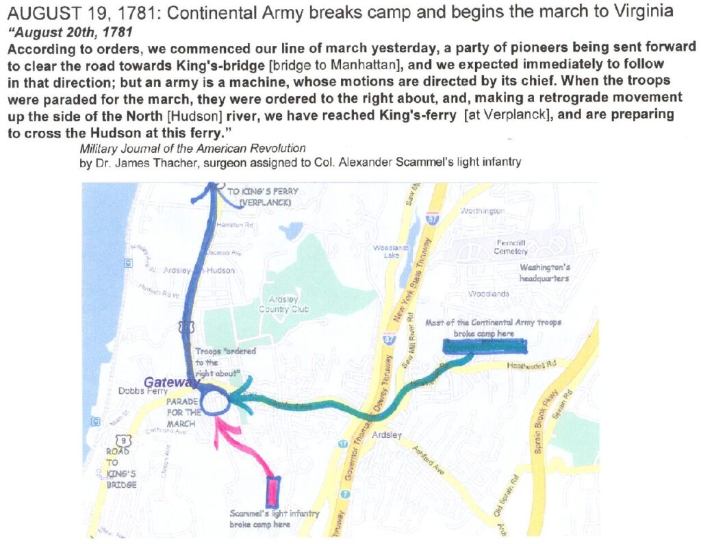 1781 Map of Continental Army's Parade Route
